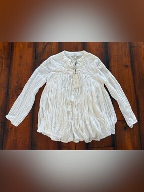 NWT Rachel Zoe White Embroidered Boho Tunic Top
